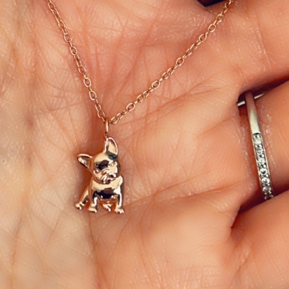 Rose Gold Dainty Bulldog Necklace - Picture 4 of 15
